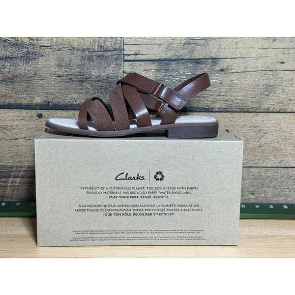 Clarks Woman Declan Mix Sandal Leather Sling Strappy Gladiator 8.5 Mahogany - Picture 4 of 12